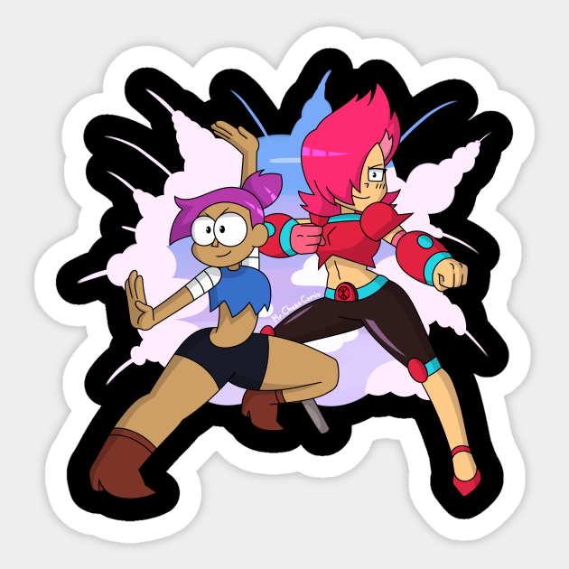 Enid And Red Action Ok K O Ok Ko Lets Be Heroes Sticker Teepublic
